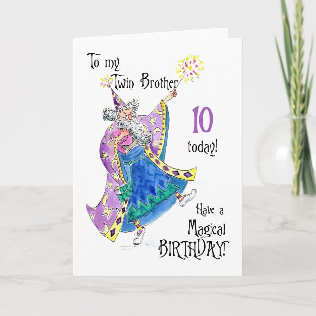 Carte Magician Fun 10th Birthday Card for a Twin Brother (Devant)