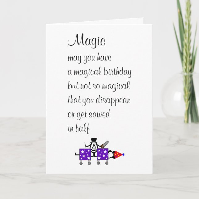 Carte Magie Un Poème D'Anniversaire Drôle (Devant)