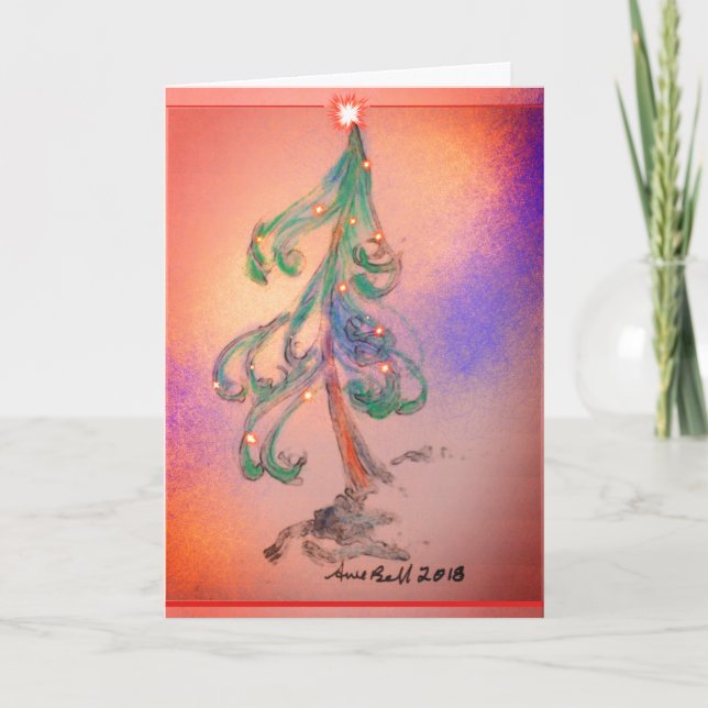 Carte magique Arbre de Noël brillant ou sainte nui (Devant)