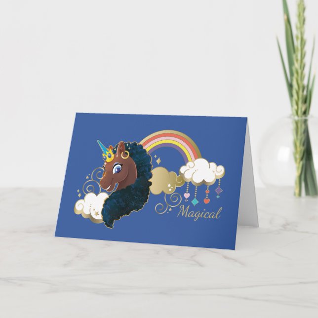 Carte Magique Unicorn Arc en ciel et nuages Design (Devant)