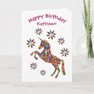 Carte Magique Unicorne Fleurs d'anniversaire Parties sci