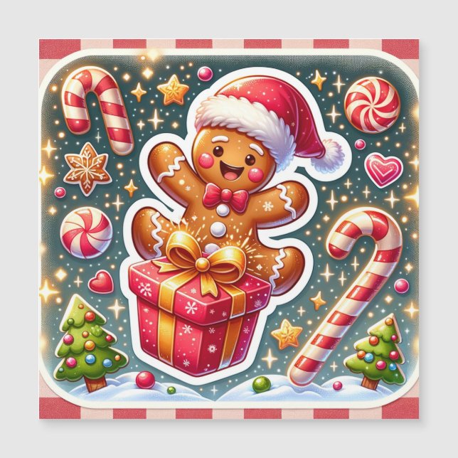 CARTE MAGNÉTIQUE クリスマスとジンジャーブレッドマン (Devant)