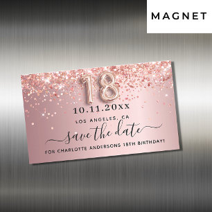 Carte Magnétique 18e anniversaire blush rose enregistrer la date ai