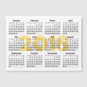 Carte Magnétique 2018 blancs magnétiques de calendrier et jaunes