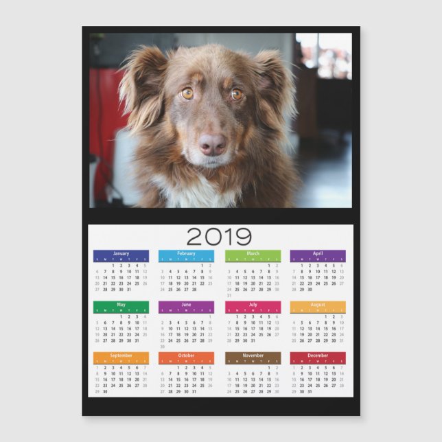 Carte Magnétique 2019 Ajouter un calendrier photo personnalisé (Devant)