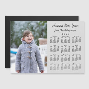 Carte Magnétique 2020 Calendrier moderne Gris photo Bonne année
