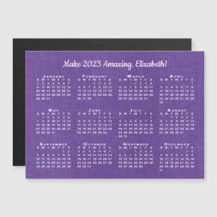 Carte Magnétique 2023 Calendrier Motivation Nom personnalisé Purple