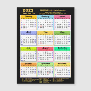 Carte Magnétique 2023 Entreprise Gold Script Moderne Calendrier Mag