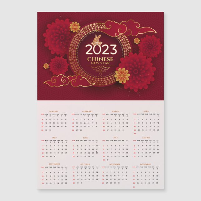 Carte Magnétique 2023 Nouvel An chinois du calendrier lapin (Devant)