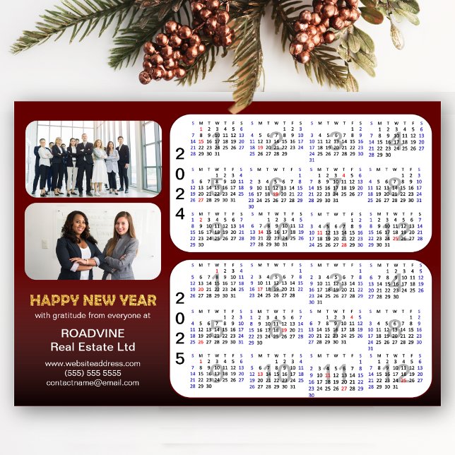 Carte Magnétique 2024 2025 Calendrier Entreprise 2 Photo Rouge magn (Créateur téléchargé)
