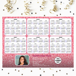 Carte Magnétique 2024 - 2029 Calendrier Entreprise Logo rose magnét