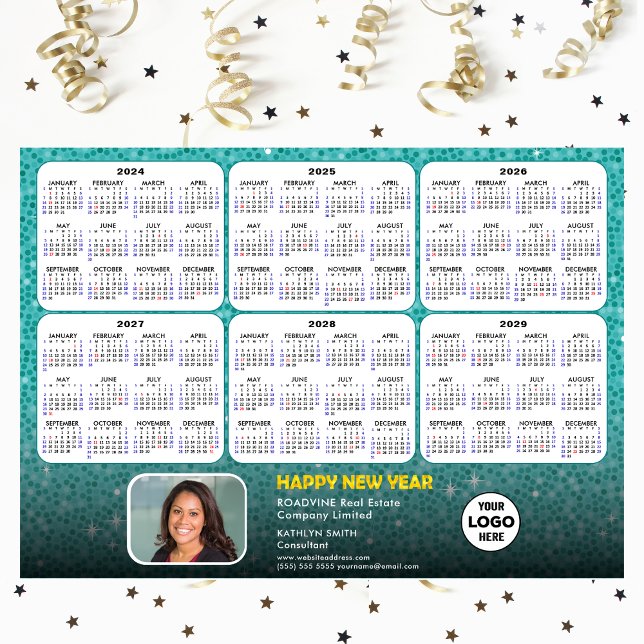 Carte Magnétique 2024 - 2029 Calendrier Entreprise Logo Vert magnét (Créateur téléchargé)