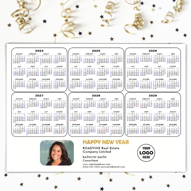 Carte Magnétique 2024-2029 Calendrier Entreprise Photo Blanc Magnét (Créateur téléchargé)