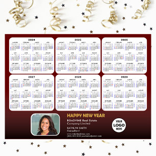Carte Magnétique 2024 - 2029 Calendrier Entreprise Photo Rouge Magn