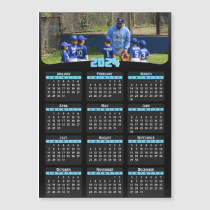 Carte Magnétique 2024 - Ajouter Votre Photo - Calendrier - Bleu