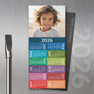 Carte Magnétique 2024 Calendar 1 photo Collage Colorful Background