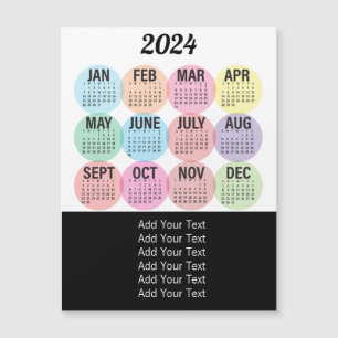 Carte Magnétique 2024 - Calendrier mensuel coloré