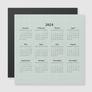 Carte Magnétique 2024 Calendrier mensuel Linge vert fond magnétique