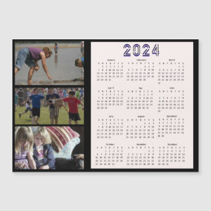 Carte Magnétique 2024 Personalized 3 Family Photo Collage Calendrie