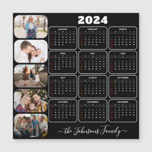 Carte Magnétique 2024 Simple Moderne Personnalisé 5 Photos Calendri