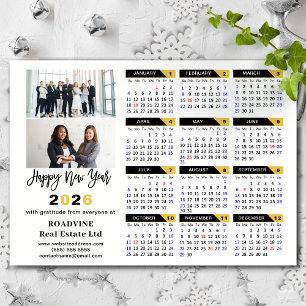 Carte Magnétique 2025 Calendrier Black Gold Business 2 Photo Magnét