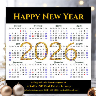 Carte Magnétique 2025 Calendrier Gold Black Business Simple Magnéti