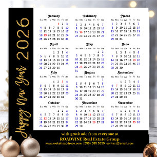 Carte Magnétique 2025 Calendrier Gold Black Corporate Magnetic Card