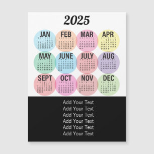 Carte Magnétique 2025 - Calendrier mensuel coloré