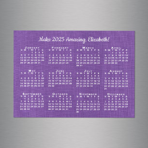 Carte Magnétique 2025 Calendrier Motivation Nom personnalisé Purple