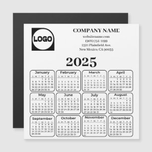Carte Magnétique 2025 Calendrier Personnalisé Nom de l'entreprise e