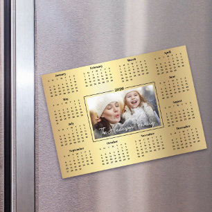 Carte Magnétique 2025 Calendrier Photo personnalisée Gold Foil Fami