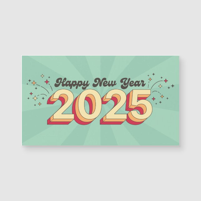 Carte Magnétique 2025 heureux nouvel an texte super (Devant)