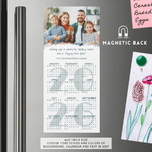 Carte Magnétique 2025 Noël 2026 Calendrier Photo Couleur personnali