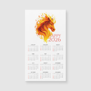 Carte Magnétique 2026 Année du calendrier magnétique du Cheval de F