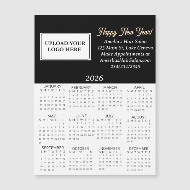Carte Magnétique 2026 Business Logo Mini Calendar (Devant)