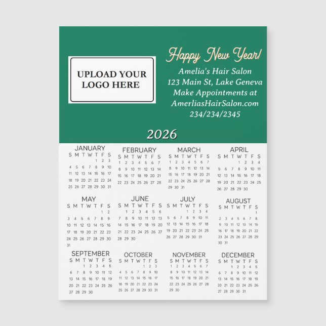 Carte Magnétique 2026 Business Logo Mini Calendar (Devant)