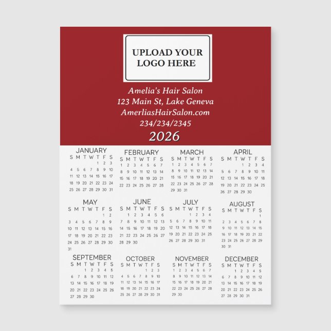 Carte Magnétique 2026 Business Logo Mini Calendar (Devant)