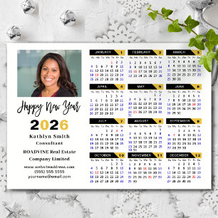 Carte Magnétique 2026 Calendrier Black Gold Business Photo magnétiq