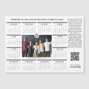 Carte Magnétique 2026 Calendrier Business Logo QR Code Team Photo