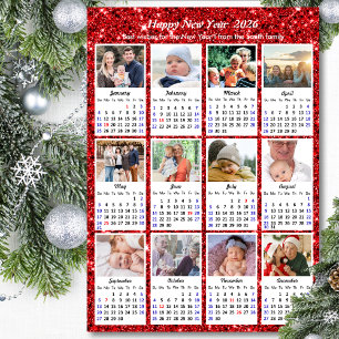 Carte Magnétique 2026 Calendrier Famille 12 Photo Parties scintilla
