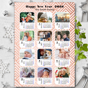 Carte Magnétique 2026 Calendrier Famille 12 Photo Parties scintilla