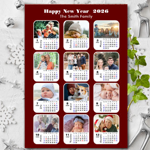 Carte Magnétique 2026 Calendrier Famille 12 Photo Parties scintilla