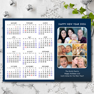 Carte Magnétique 2026 Calendrier Famille Photo Moderne Bleu Magnéti