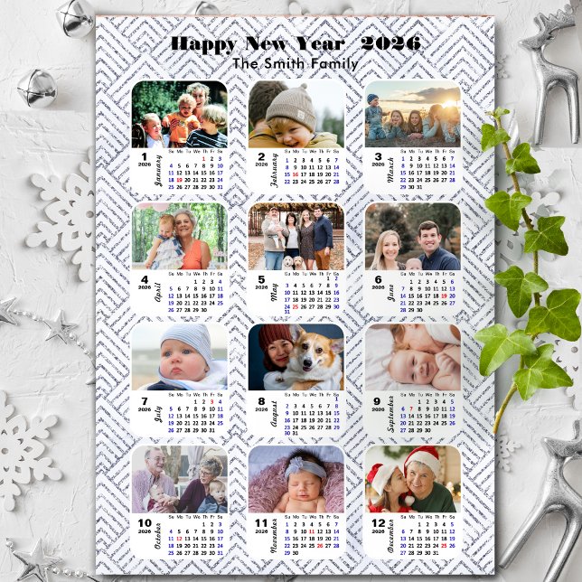 Carte Magnétique 2026 Calendrier Famille Photo moderne Parties scin (Créateur téléchargé)