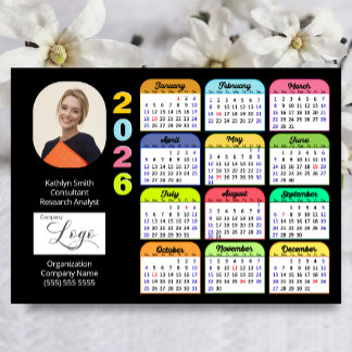 Carte Magnétique 2026 Calendrier Moderne Entreprise Photo Logo Magn