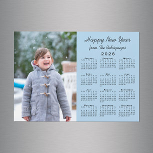 Carte Magnétique 2026 Calendrier Photo Bonne Année Bleu clair