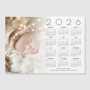 Carte Magnétique 2026 Calendrier Photo Overlay Bébé Bonne année