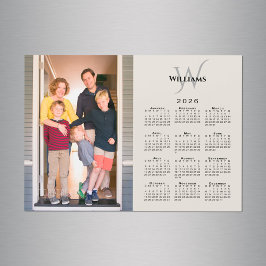 Carte Magnétique 2026 Calendrier Photo personnalisée Monogramme Aim