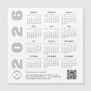 Carte Magnétique 2026 Calendrier QR Code Société Logo Giveaway