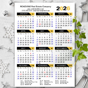 Carte Magnétique 2026 Calendrier Vacances US Moderne Affaires Magné